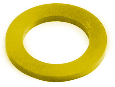 flat gasket of yellow rubber washer on a white background