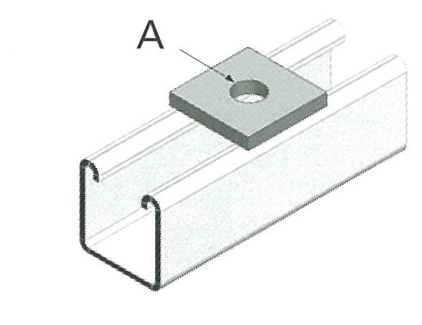 Diagram of a metal component with a hole on a white background
