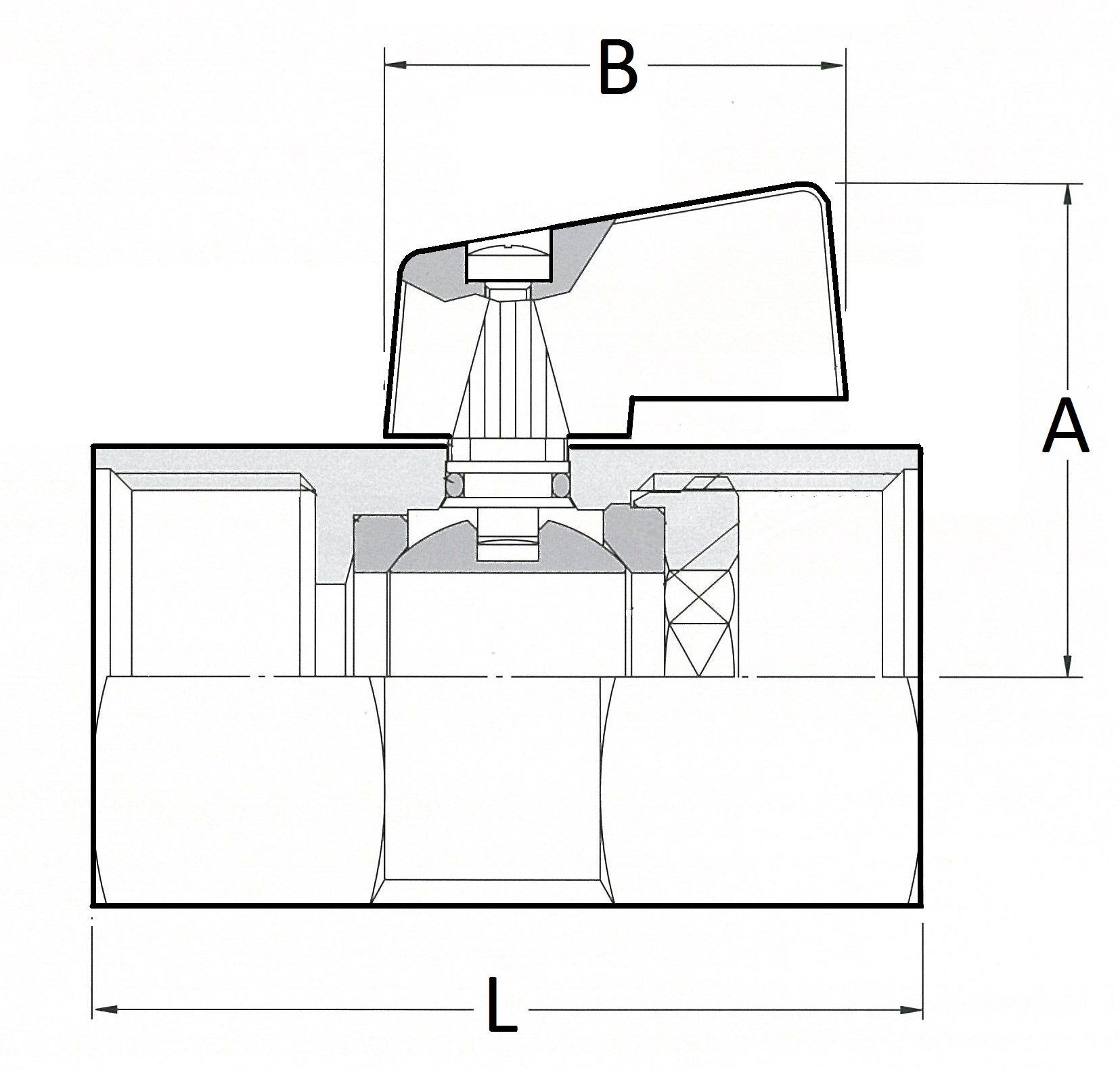 Technical drawing of a faucet with labeled dimensions on a white background