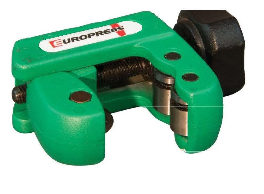 Green Europress pipe cutter on a white background