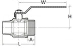 Technical drawing of a valve with dimensions labeled