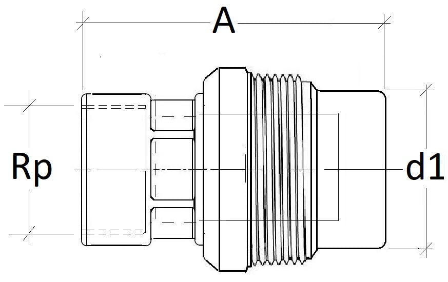 Airenergy Dev female adaptor fitting with BSP threads, connecting pipes securely with a durable metal design.