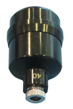 Metal cylindrical  plumbing component with threaded end on a white background