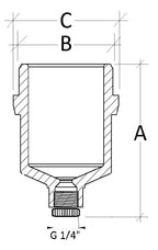 Technical drawing of a plumbing fitting with labeled dimensions on a white background