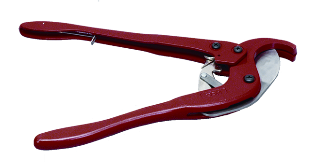 Red pipe cutter on a white background