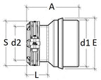 Technical drawing of a mechanical component with dimensions labeled