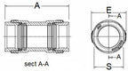 Technical drawing of a mechanical component with sectional view and dimensions.