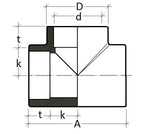 Equal Tee pipe fitting by Airenergy Dev, 20mm socket fusion welded, used for connecting and branching pipes in plumbing systems.