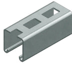 Metallic bracket with rectangular slots on a white background