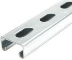 Metal track with three black clips on a white background