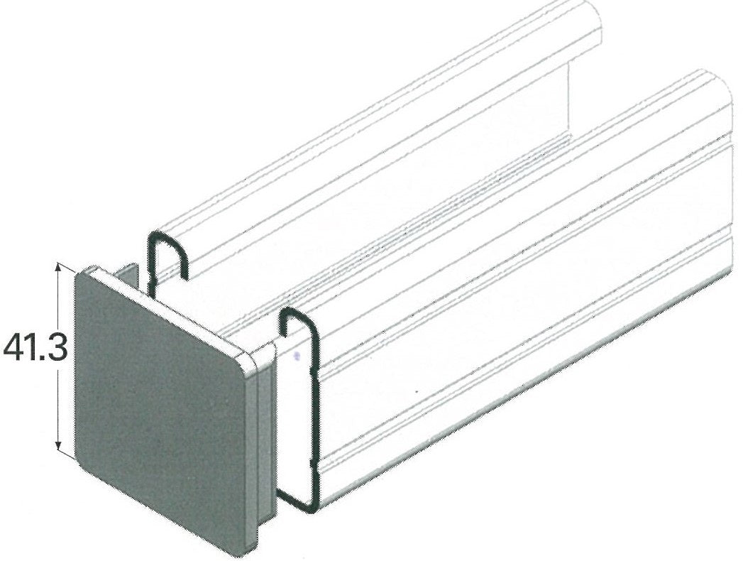 Airenergy Dev T2000B channel end cap showing a metallic connector piece for ventilation or ducting systems.