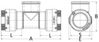 Technical drawing of a mechanical component with dimensions labeled