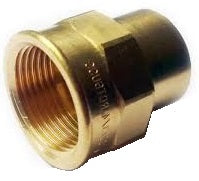 Brass plumbing fitting with female thread on a white background