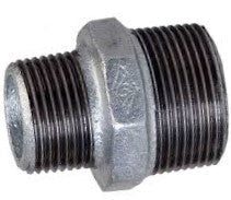 Metal pipe fitting with threads on a white background