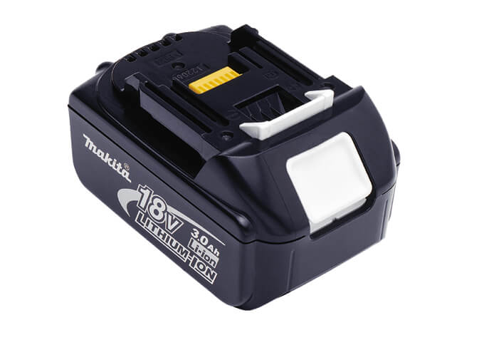 Makita 18V lithium-ion battery on a white background