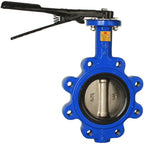 Europress lugged butterfly valve with stainless steel disc and EPDM seals, shown in a close-up view of the valve body and disc.