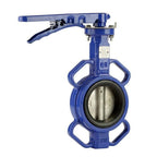 Europress wafer butterfly valve with stainless steel disc and EPDM seals, showing the valve's disc and flange connection.