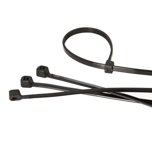 Black cable ties on a white background