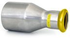 Europress reducing coupling with spigot and adaptor in stainless steel, 22mm to 15mm size for plumbing connections
