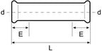 Diagram of a cylindrical pipe with dimensions labeled: diameter (d), length (L), and eccentricity (E).