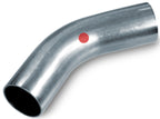 Metal elbow pipe with a red dot on a white background