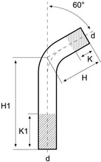 Europress carbon steel spigot bend 60° for plumbing, showing the 15mm pipe fitting with smooth curved design.