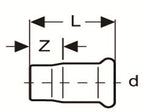 Technical drawing of a mechanical component with labeled dimensions