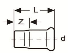 Technical drawing of a mechanical component with labeled dimensions