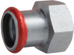 Metal fitting with red seal on a white background