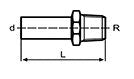 Technical drawing of a cylindrical component with dimensions labeled