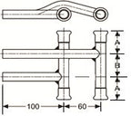 Technical drawing of a mechanical component with dimensions labeled