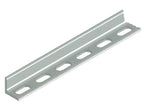 Metal bracket with multiple holes on a white background