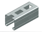 Metallic bracket with cut-out sections on a white background