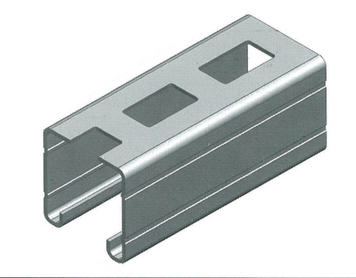 Metallic bracket with cut-out sections on a white background