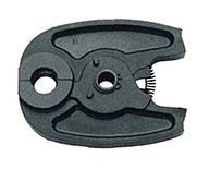 Black metal tool with a spring mechanism on a white background