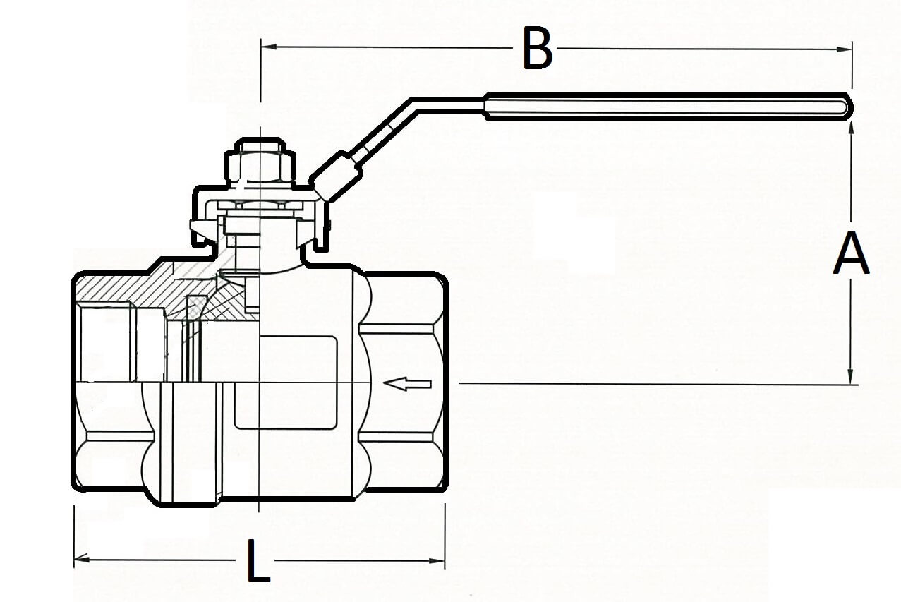 Europress SS self-venting 2-piece lockable ball valve, compact metal valve with manual lock mechanism and self-venting feature.