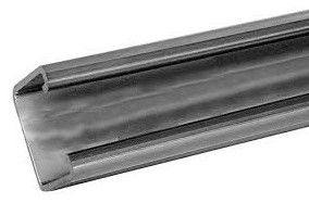 Metallic strip with a ribbed surface on a white background