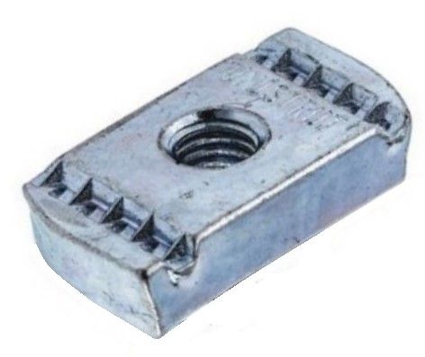 Europress zinc-plated steel strut nut for bolting Kova clamps to galvanized or zinc steel strut.